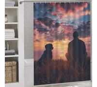 RRTYVFD Cortina de ducha con diseño de Man with Dog In Mind, resistente al moho, con ganchos, tela suave e impermeable, cortina de ducha para baño, 163 x 180 cm