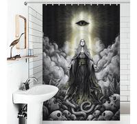 RRTYVFD Cortina de ducha con diseño de ojo de la Providencia sobre la guarida de la serpiente, impermeable, con ganchos, tela suave, cortina de ducha de hotel, para remolques de viaje, 119 x 180 cm