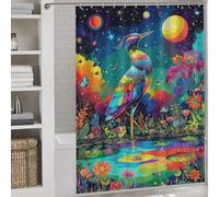 RRTYVFD Cortina de ducha con diseño de pájaro arcoíris en un jardín mágico, impermeable, con ganchos, tela suave, cortina de ducha para hotel, remolque de viaje, 163 x 180 cm