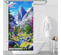 RRTYVFD Cortina de ducha con diseño de Parque Nacional de la Sierra Nevada (90 x 180 cm, poliéster grueso y resistente, incluye ganchos)
