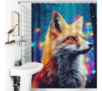 RRTYVFD - Cortina de ducha con ganchos, diseño de zorro mágico en un bosque invernal, resistente al moho, para niños, mujeres y hombres, 136 x 180 cm (53,54 x 70,87 pulgadas).