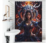 RRTYVFD - Cortina de ducha de anime girl con dragón, antimoho, con ganchos, de tela suave e impermeable, para baño de hotel, 119 x 180 cm (46,85 x 70,87 pulgadas).