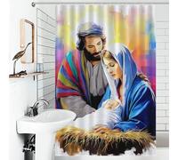 RRTYVFD Cortina de ducha de belén resistente al moho, gruesa y duradera, de poliéster, con ganchos para bañera y ducha, 119 x 180 cm