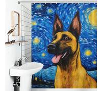 RRTYVFD Cortina de ducha de noche de pastor belga, antimoho, 100% tela de poliéster, cortina de ducha para baño, cortina de ducha, 136 x 180 cm