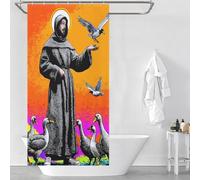 RRTYVFD - Cortina de ducha de San Francisco con pájaros -1, antimoho, elegante y adecuada para uso diario, 90 x 180 cm (35,43 x 70,87 pulgadas)