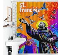 RRTYVFD - Cortina de ducha de San Francisco: homenaje colorido, 100% poliéster, tela suave, estilo hotel, para baño en casa, tela de Jouy, 143 x 180 cm