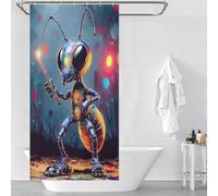 RRTYVFD Cortina de ducha "Hormiga Guerrera Robótica con Espada" de poliéster grueso y resistente, antimoho, estilo arte moderno, 90 x 180 cm (35,43 x 70,87 pulgadas).