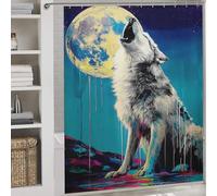 RRTYVFD - Cortina de ducha "Lobo aullando bajo un cielo claro de luna" -4, de poliéster grueso, resistente e impermeable, antimoho, para caravana, 177 x 180 cm (69,69 x 70,87 pulgadas).