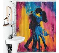 RRTYVFD Cortina de ducha Rainbow Kiss Love's Dance antimoho, de secado rápido, resistente a prueba de moho, para el hogar, baño, 143 x 180 cm