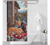 RRTYVFD - Cortina de ducha Zen Cats in Japanese Garden, 100% poliéster, tela suave, cortina de ducha de hotel para cuarto de baño en casa, lona de 35,43 x 70,87 pulgadas (90 x 180 cm)