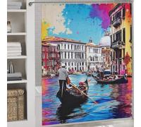 RRTYVFD Cortinas de ducha coloridas con góndolas en los canales de Venecia, impermeables, resistentes al moho, de tela, para niños, mujeres y hombres, 177 x 180 cm