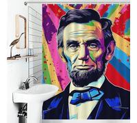 RRTYVFD Cortinas de ducha coloridas con retrato de Abraham Lincoln, resistentes al moho, con ganchos, impermeables, tela suave, cortina de ducha para hotel, 136 x 180 cm