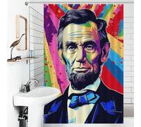 RRTYVFD Cortinas de ducha coloridas con retrato de Abraham Lincoln, resistentes al moho, impermeables, con ganchos, para bañera, 119 x 180 cm