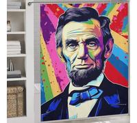RRTYVFD Cortinas de ducha coloridas con retrato de Abraham Lincoln, resistentes al moho, impermeables, con ganchos, para bañera, 177 x 180 cm