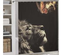 RRTYVFD Cortinas de ducha de mariposa ardiendo león, a prueba de moho, para uso diario, hogar, elegante, tela suave, cortina de ducha para baño, bañera, 177 x 180 cm