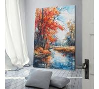 RRTYVFD Cuadro de pared con susurros de río otoñales para sala de estar, baño, decoración de lienzo, 20 x 30 cm