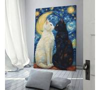 RRTYVFD Cuadros de pared de Van Gogh con gatos enamorados para dormitorio, regalo para baño, hogar, cocina, oficina, decoración en lienzo, 50 x 75 cm