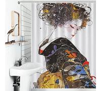 RRTYVFD Cultural Heritage - Cortinas de baño japonesas de tela resistente al moho para bañera, ducha, 136 x 180 cm