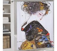 RRTYVFD Cultural Heritage - Cortinas de ducha japonesas para baño, tela de poliéster impermeable, decoración para puestos de bañera, 177 x 180 cm