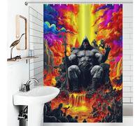RRTYVFD Dark Lord of Hell - Juego de cortinas de ducha de tela de poliéster impermeable y antimoho, con 12 ganchos, para bañera, 119 x 180 cm