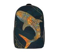 RRTYVFD Dark Wave Of Kangawa - Mochila escolar con impresión 3D para niños y niñas, mochila de viaje, Arte Kintsugi de tiburón ballena, 17"