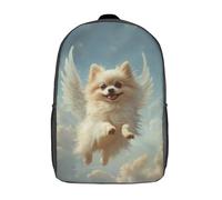 RRTYVFD - Decoración conmemorativa de gato impreso en 3D, gato ángel en vuelo, mochila escolar con bolsillos grandes para niños, mochila para niño y niña, mochila, Pomeranian With Angel Wings Small