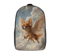 RRTYVFD - Decoración conmemorativa de gato impreso en 3D, gato ángel en vuelo, mochila escolar con bolsillos grandes para niños, mochila para niño y niña, mochila, Brown Chihuahua With Angel Wings