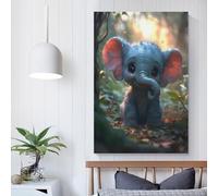 RRTYVFD Decoración de pared con dibujos de elefantes para sala de estar, ideal para niños, niñas y niños, ideal como regalo de cumpleaños, 20 x 30 cm.