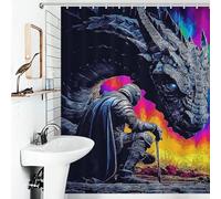 RRTYVFD El último baluarte del dragón: un encuentro heroico - Cortina de ducha impermeable de tela resistente al moho, para niños, mujeres y hombres, 143 x 180 cm