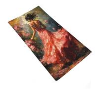 RRTYVFD Elegante toalla de baño con diseño de mujer inspirada en un vestido floral, 35 x 73 cm, agradable al tacto y cómoda, ideal para pieles sensibles.
