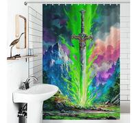 RRTYVFD Espada de las leyendas - Una cortina de ducha mágica épica impermeable, resistente al moho, 100% poliéster, lavable, para ducha, cabina de ducha y bañera, 119 x 180 cm