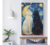 RRTYVFD Gatos enamorados, obra de arte de Van Gogh para el hogar, decoración de pared lista para colgar, para baño, inodoro, lienzo grande para sala de estar, 20 x 30 cm