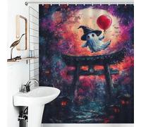 RRTYVFD Ghostly Flight in Japan - Cortinas de ducha para baño, tela de poliéster impermeable, moderna, repelente al agua, 143 x 180 cm