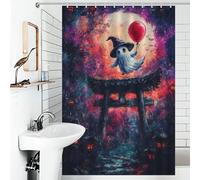 RRTYVFD Ghostly Flight in Japan - Juego de cortinas de ducha resistentes al moho con 12 ganchos para baño, dormitorio, 119 x 180 cm