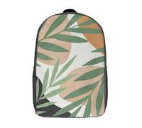 RRTYVFD Golden Rocks - Mochila escolar para niños, mochila de viaje informal para niños y niñas, mochila de gran capacidad, Hojas verdes abstractas, 17"