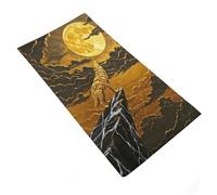 RRTYVFD Golden Wolf Howling at The Moon Bah Toallas altamente absorbentes, toalla suave para playa y piscina, 35 x 73 cm