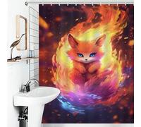 RRTYVFD Juego de baño moderno de tela resistente al moho, secado rápido y diseño de zorro de nueve colas para bebé Kurama. Tamaño: 143 x 180 cm (56,30 x 70,87 pulgadas).