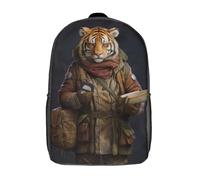 RRTYVFD Karate Rabbit Mochila escolar infantil de 17 pulgadas, mochila de viaje para niños y niñas, gran capacidad, Guía de viaje Tiger, 17"