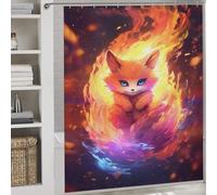 RRTYVFD Kurama - Cortina de ducha para bebé, diseño de zorro con nueve colas, antimoho, poliéster grueso y resistente, estilo moderno, para cabinas y bañeras, 177 x 180 cm