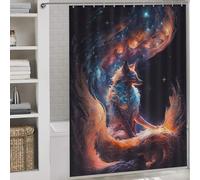 RRTYVFD Kurama, una cortina de ducha de zorro de nueve colas, impermeable, tela resistente al moho, divertida cortina de baño para ducha, cortina de baño de 163 x 180 cm