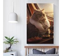 RRTYVFD Lienzo decorativo con diseño de gato, capitán y yate, para sala de estar, dormitorio, oficina, baño, pasillo, 20 x 30 cm