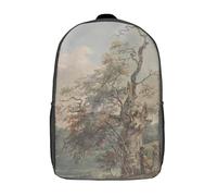 RRTYVFD Lindas bolsas de viaje impresas en 3D para dos caballeros en atuendo del siglo XVIII, mochila escolar para niños, mochila informal para exteriores, mochila informal para niñas, Paisaje de