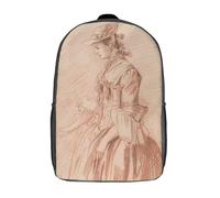 RRTYVFD Lindas bolsas de viaje impresas en 3D para dos caballeros en atuendo del siglo XVIII, mochila escolar para niños, mochila informal para exteriores, mochila informal para niñas, Dibujo de mujer