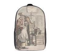 RRTYVFD Lindas bolsas de viaje impresas en 3D para dos caballeros en atuendo del siglo XVIII, mochila escolar para niños, mochila informal para exteriores, mochila informal para niñas, Ilustración de