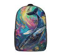 RRTYVFD Lion Under The Milky Way - Mochila escolar para niños, con impresión 3D, mochila escolar de moda para niños y estudiantes de primaria y secundaria, Colorido arte abstracto de ballena, 17"