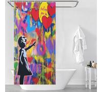 RRTYVFD Love Balloons - Cortinas de ducha coloridas a prueba de moho con ganchos, tela impermeable de poliéster moderno, repelente al agua, para bañera, ducha, 90 x 180 cm