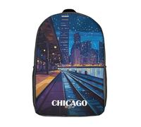 RRTYVFD Maputo, Mozambique, Paisaje urbano de noche, mochila escolar, mochila infantil, mochila de gran capacidad, bolsa de libros 3D, idea de regalo para niños, Chicago Cityscape At Night, 17"