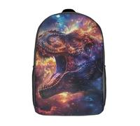 RRTYVFD Mochila 3D con estampado cósmico de león para niños, ideal para la escuela, estudiante, mochila, bolsa de hombro, bolsa de libros, Cosmic Dino Roar, 17"