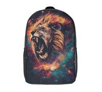 RRTYVFD Mochila 3D con estampado cósmico de león para niños, ideal para la escuela, estudiante, mochila, bolsa de hombro, bolsa de libros, Cosmic Lion Roar, 17"