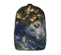 RRTYVFD Mochila 3D "El vagabundo mira hacia atrás" para niños, impermeable, ideal para la escuela, con libros y estilo lindo y relajado. Adecuado para niñas y niños., Golden Gilded Stars, 17"